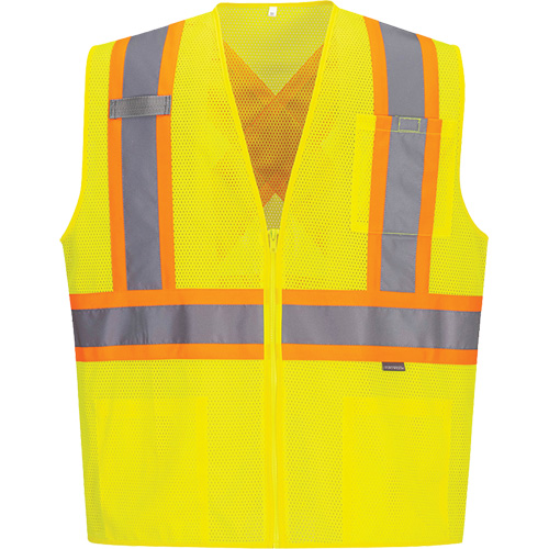 Veste de s&eacute;curit&eacute; &agrave; bandes contrastantes, Jaune lime haute visibilit&eacute;, Petit, Polyester FMT Sales Ltd