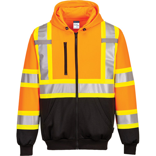 Contrast-Striped Safety Hoodie, Small, Black/High Visibility Orange FMT Sales Ltd