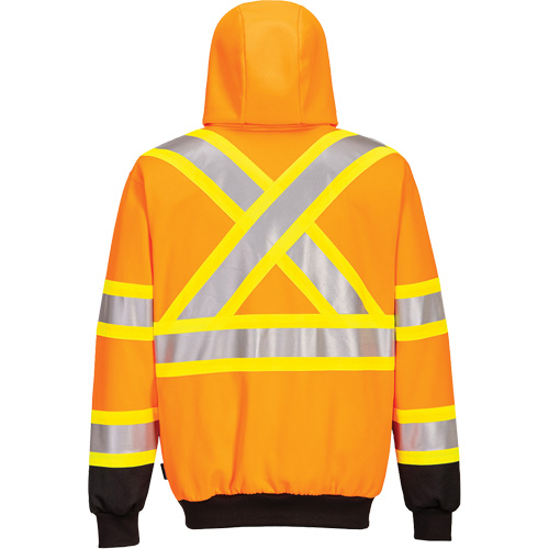 Contrast-Striped Safety Hoodie, Small, Black/High Visibility Orange FMT Sales Ltd