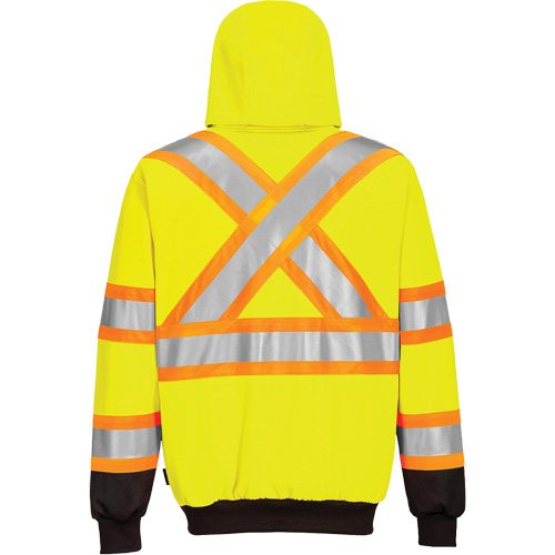 Chandail de s&eacute;curit&eacute; &agrave; capuchon avec bandes contrastantes, Petit, Noir/Jaune lime haute visibilit&eacute; FMT Sales Ltd