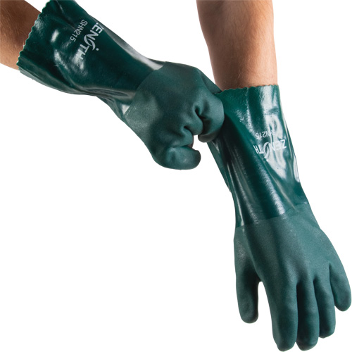 Gants verts &agrave; double enduit, 14" lo, PVC, Doublure en Jersey de coton, 70 mils FMT Sales Ltd