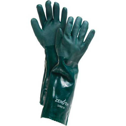 Double Dipped Green Gloves, 18" L, PVC, Cotton Jersey Inner Lining, 70-mil FMT Sales Ltd