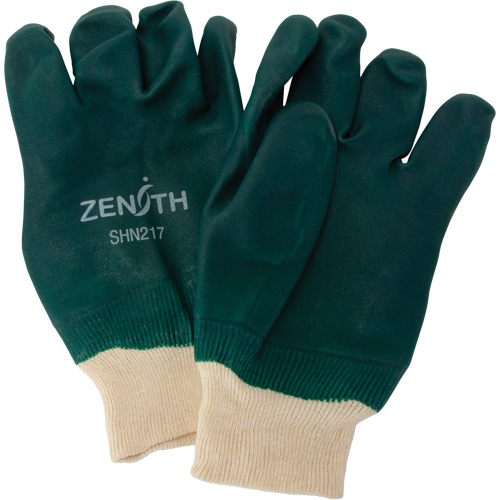 Double Dipped Green Gloves, 10" L, PVC, Cotton Jersey Inner Lining, 70-mil FMT Sales Ltd