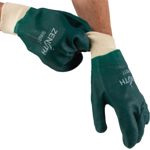 Double Dipped Green Gloves, 10" L, PVC, Cotton Jersey Inner Lining, 70-mil FMT Sales Ltd
