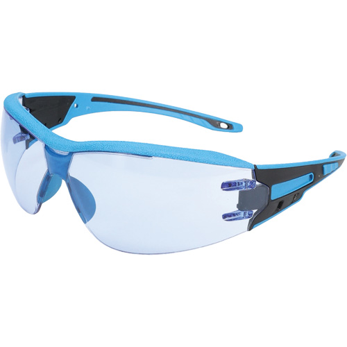 Lunettes de s&eacute;curit&eacute; sans monture Captain d&eacute;tectables par d&eacute;tecteur de m&eacute;taux, Lentille Bleu p&acirc;le, Antibu&eacute;e/Anti-&eacute;gratignures, ANSI Z87+/R&eacute;pond ou surpasse la norme CSA Z94.3 FMT Sales Ltd