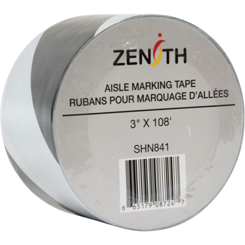 Ruban pour marquage d'all&eacute;es, 3" x 108', PVC, Noir et blanc FMT Sales Ltd