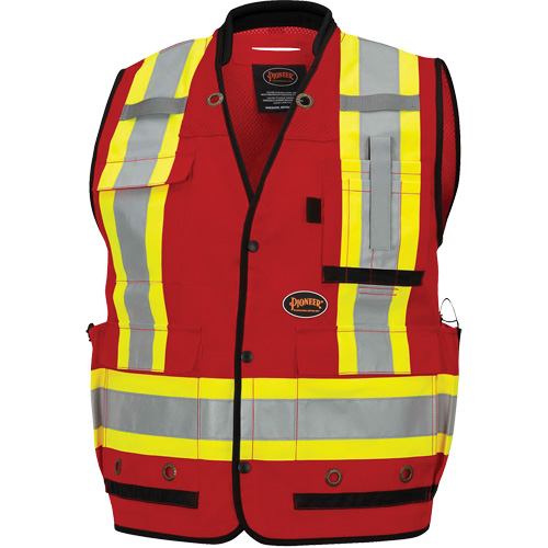 6678 Veste d'arpenteur antimicrobienne haute visibilit&eacute; avec dos en maille, Rouge, Petit, Polyester FMT Sales Ltd