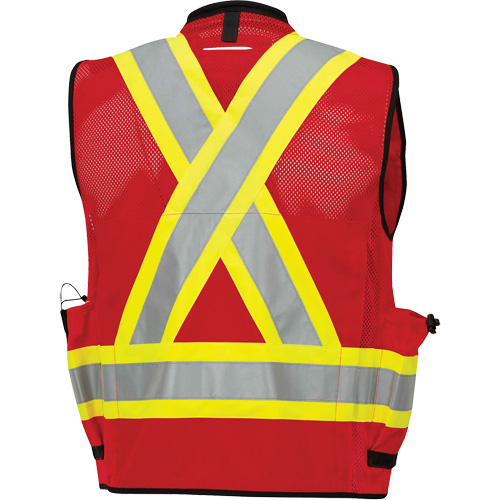 6678 Veste d'arpenteur antimicrobienne haute visibilit&eacute; avec dos en maille, Rouge, Petit, Polyester FMT Sales Ltd