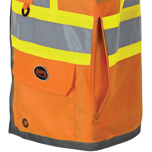 Pioneer Mesh Back Zip Front Surveyor Safety Vest, High Visibility Orange, Small, Polyester FMT Sales Ltd