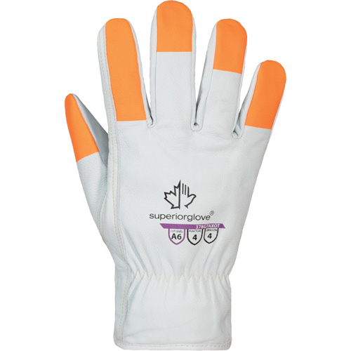 Gants haute visibilit&eacute; r&eacute;sistants &agrave; la coupe Endura Pro, Taille Petit, Enveloppe en Cuir de vache, ASTM ANSI niveau A6 FMT Sales Ltd