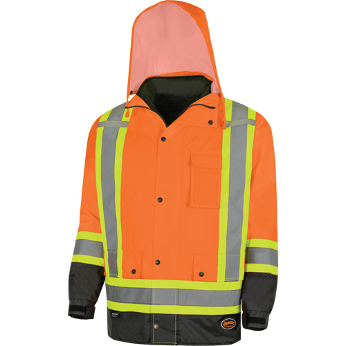 5056 Pioneer&reg; Yukon 7-in-1 Waterproof Winter Safety Parka, Polyester, Black/High Visibility Orange, X-Small FMT Sales Ltd