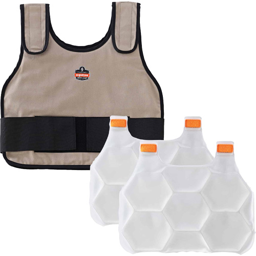 Chill-Its 6230 Standard Phase Change Cooling Vest with Rechargeable Packs, Large/X-Large, Khaki FMT Sales Ltd