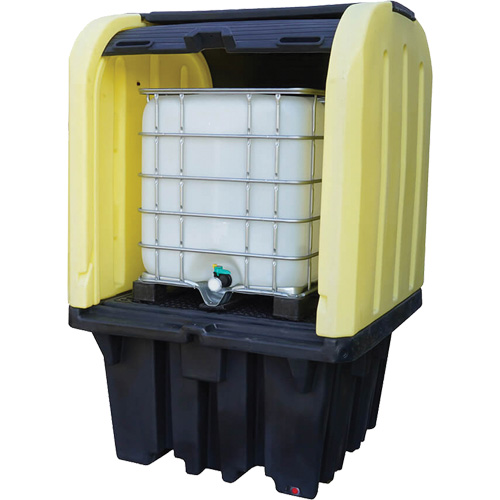 Yellow Roll Top Hardcover Spill Pallet, 65" L x 65" W x 101" H, 5000 lbs. Load Capacity FMT Sales Ltd