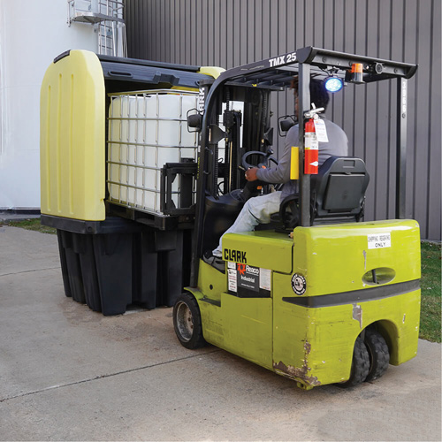 Yellow Roll Top Hardcover Spill Pallet, 65" L x 65" W x 101" H, 5000 lbs. Load Capacity FMT Sales Ltd