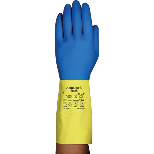 Gants r&eacute;sistants aux produits chimiques AlphaTec 87-224, Taille 9, 12,8" lo, N&eacute;opr&egrave;ne/Latex de caoutchouc, Doublure en Coton/Ouat&eacute;e, 26,8 mils FMT Sales Ltd