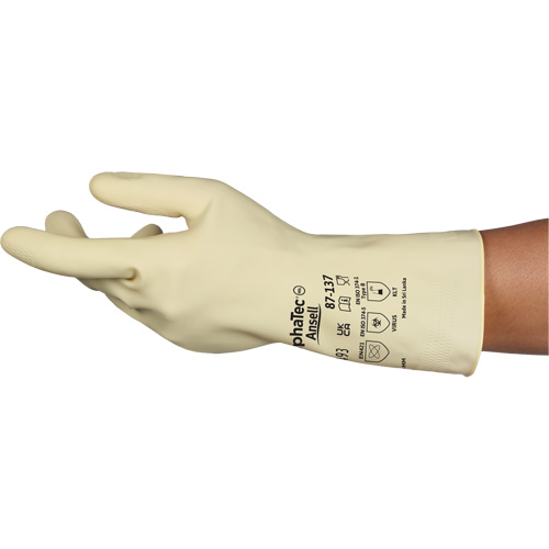 Gants naturels et l&eacute;gers AlphaTec 87-137, Taille 7, 11,8" lo, Latex de caoutchouc, 16 mils FMT Sales Ltd