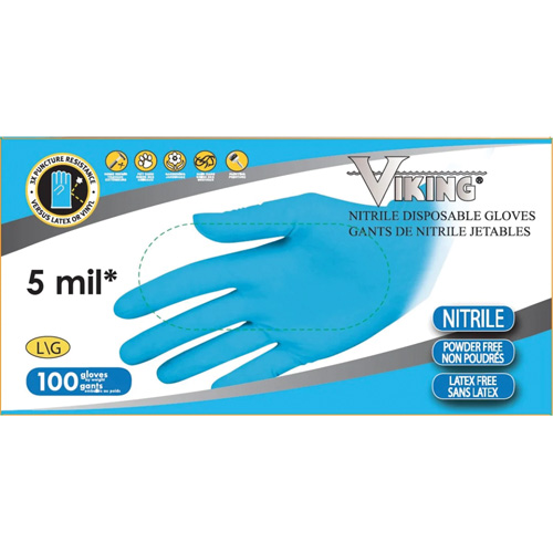 Gants jetables 34600, Moyen, Nitrile, 5 mils, Sans poudre, Bleu FMT Sales Ltd