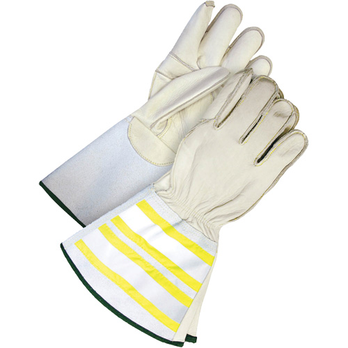 Gants utilitaires haute visibilit&eacute; avec manchette de 6,25", Moyen, Paume en Cuir fleur de vache FMT Sales Ltd