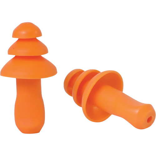 Bouchons d'oreilles r&eacute;utilisable &agrave; triple bride en TPR orange SEALTEC TipGrip, Sans cordon, Vrac - Boîte, 26 dB dB NRR, Taille unique FMT Sales Ltd