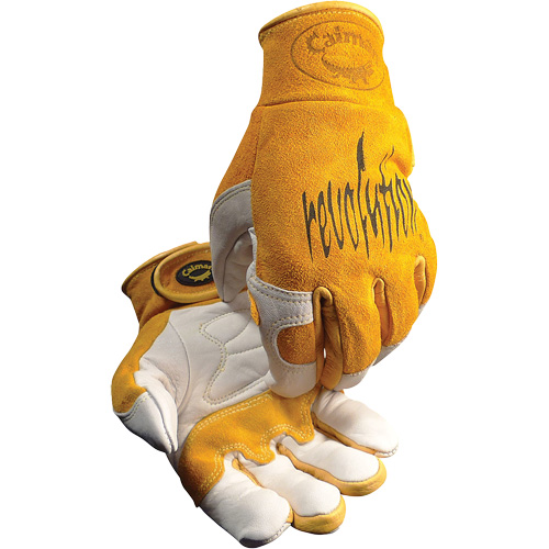 Gants de soudeur TIG/MIG de premi&egrave;re qualit&eacute; Caiman avec fermeture &agrave; boucles & crochets, Cuir de vache refendu, Taille Moyen FMT Sales Ltd