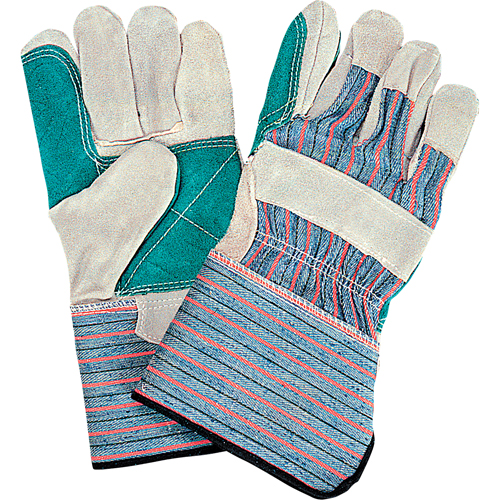 Gants d'ajusteur de qualit&eacute; standard &agrave; paume double, Grand, Paume en Cuir de vache refendu, Doublure en Coton FMT Sales Ltd