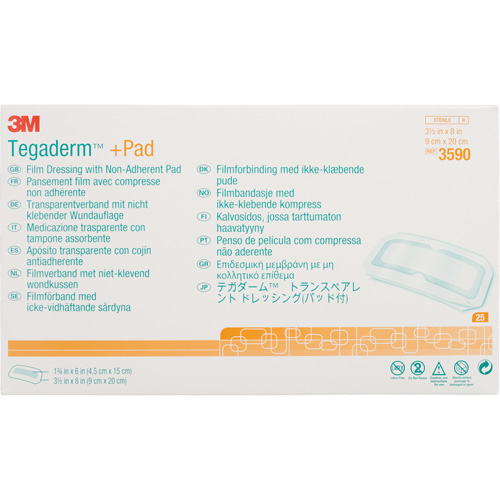 Pansement transparent Tegaderm avec tampon absorbant, Rectangulaire/carr&eacute;e, 8", Plastique, St&eacute;rile FMT Sales Ltd