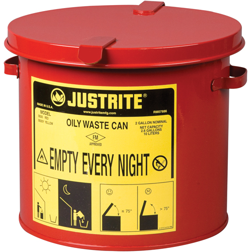 Contenants pour d&eacute;chets huileux, Homologu&eacute; FM/List&eacute; UL, 2 gal. US, Rouge FMT Sales Ltd