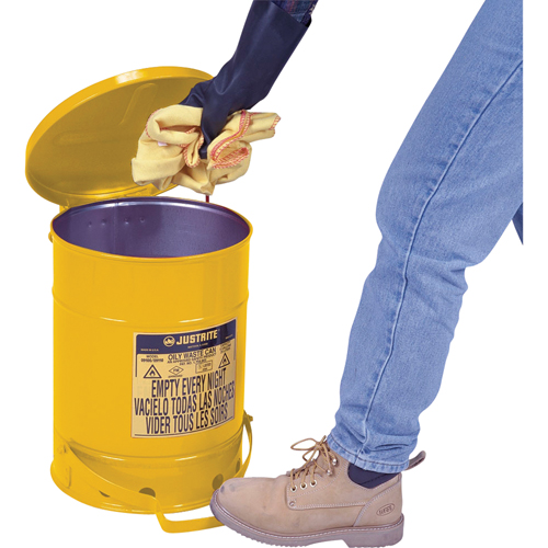 Contenants pour d&eacute;chets huileux, Homologu&eacute; FM/List&eacute; UL, 10 gal. US, Jaune FMT Sales Ltd