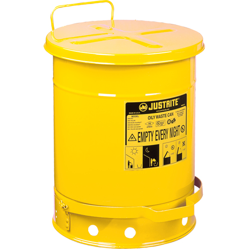 Contenants pour d&eacute;chets huileux, Homologu&eacute; FM/List&eacute; UL, 10 gal. US, Jaune FMT Sales Ltd