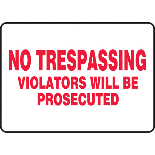 Enseigne  No Trespassing , 7" x 10", Vinyle, Anglais FMT Sales Ltd