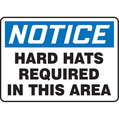"Hard Hats Required" Sign, 7" x 10", Vinyl, English FMT Sales Ltd