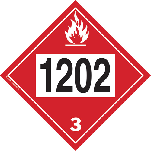 Plaque-&eacute;tiquette TMD 1202 pour liquide inflammable huile combustible, Plastique FMT Sales Ltd