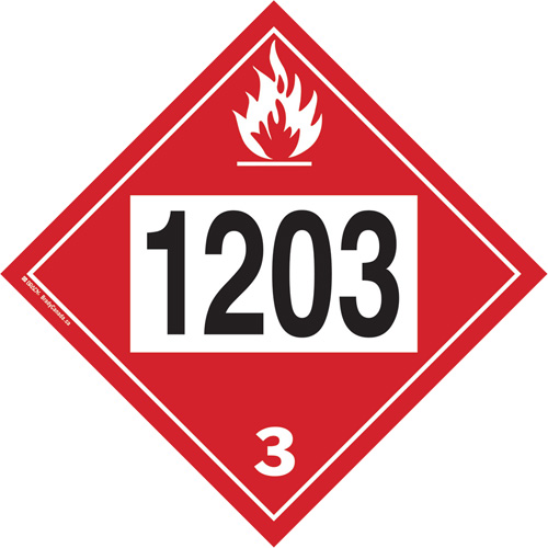 Plaque-&eacute;tiquette TMD 1203 pour liquide inflammable essence & essence-alcohol, Plastique FMT Sales Ltd