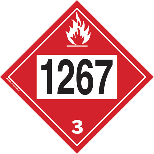 1267 Petroleum Crude Oil Flammable Liquid TDG Placard, Adhesive Vinyl FMT Sales Ltd