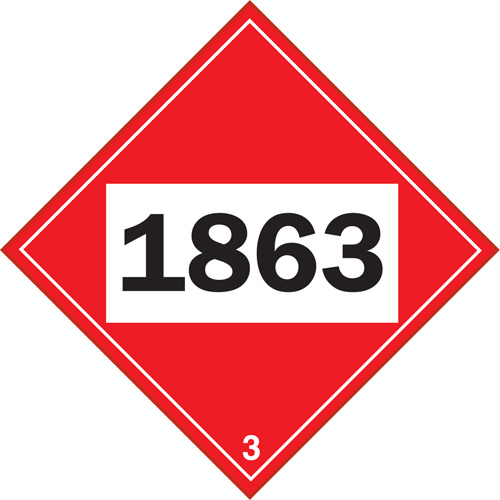 Plaque-&eacute;tiquette TMD 1863 pour liquide inflammable carburant aviation, Plastique FMT Sales Ltd