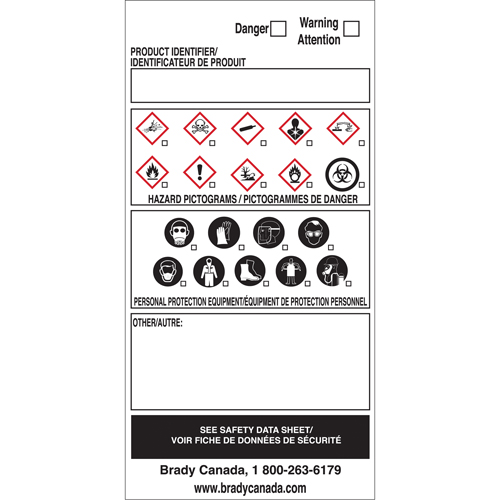 OTS WHMIS Labels, Vinyl, Sheet, 6" L x 3" W FMT Sales Ltd