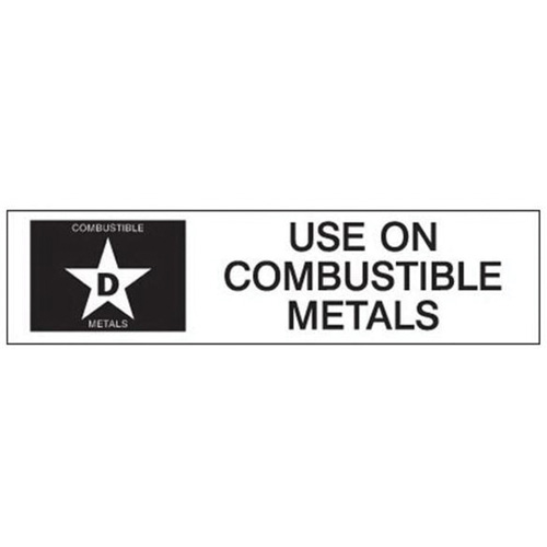 "D: Use on Combustible Metals" Fire Extinguisher Label FMT Sales Ltd