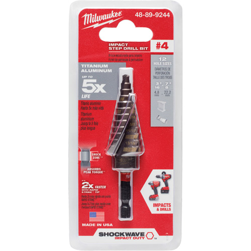 Foret &eacute;tag&eacute; #4 Shockwave Impact Duty, 3/16" - 7/8", Incr&eacute;ments de 1/16", Titane FMT Sales Ltd