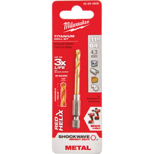 Foret Shockwave, 11/64", Titane, Cannelure 1-3/32", Pointe de 135° FMT Sales Ltd