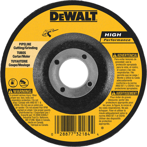 High Performance Pipeline Wheel, 5" x 1/8", 7/8" Arbor, Aluminum Oxide, Type 27 FMT Sales Ltd