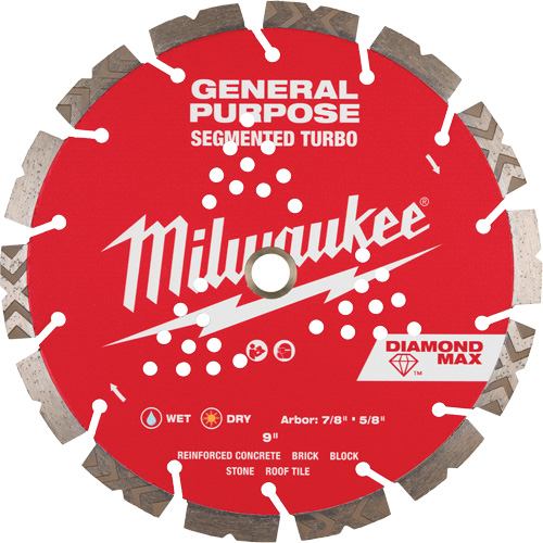Diamond Max Segmented Turbo Saw Blade, 9", Metal/Stone/Concrete/Ductile Iron/Cement/Non-Ferrous/Brick/Fibre Cement/Tile/Asphalt Use FMT Sales Ltd