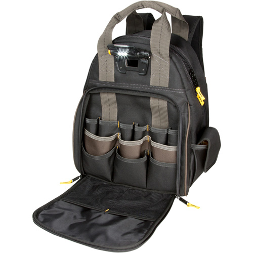 Sacs &agrave; dos pour outils Techgear &agrave; 53 pochettes, 16" lo x 13-1/4" la, Noir, Polyester FMT Sales Ltd
