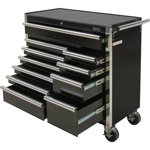 Industrial Tool Cart, 11 Drawers, 41" W x 18-3/4" D x 39-1/3" H, Black FMT Sales Ltd