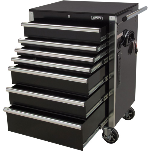 Chariot &agrave; outils &agrave; usage intensif, 7 tiroirs, 28" la x 22" p x 42-3/8" h, Noir FMT Sales Ltd
