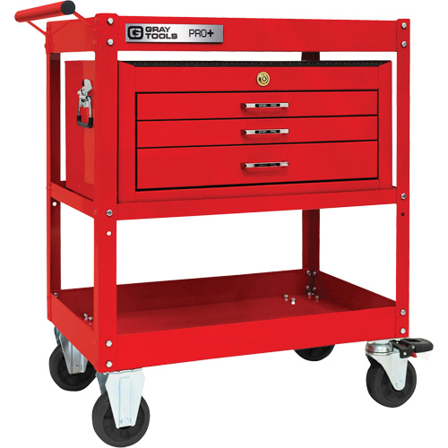 Chariot utilitaire robuste s&eacute;rie PRO+ avec coffre interm&eacute;diaire, 2 tiers, 30-1/5" x 38-1/3" x 19-1/2" FMT Sales Ltd