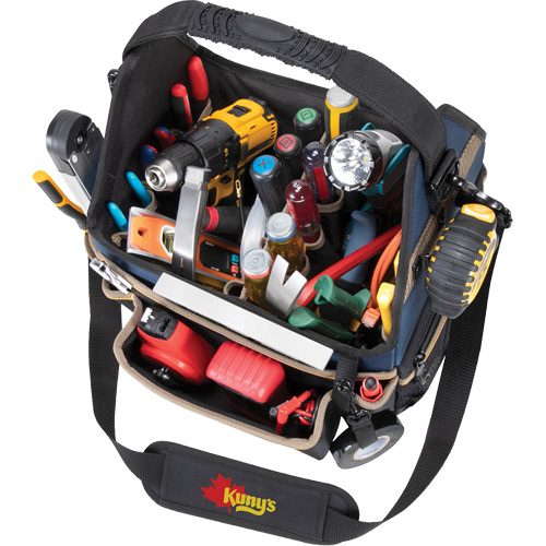 Molded Base Electrical/HVAC Tool Carrier, Ballistic Polyester, 20 Pockets, Black/Blue FMT Sales Ltd