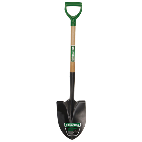 Pelle &agrave; bout rond, Lame Acier durci, Bois, Manche Prise en D FMT Sales Ltd