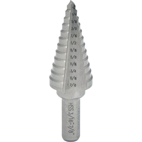 Foret &eacute;tag&eacute; progressif, 1/4" - 3/8", Incr&eacute;ments de 1/8", Acier rapide FMT Sales Ltd