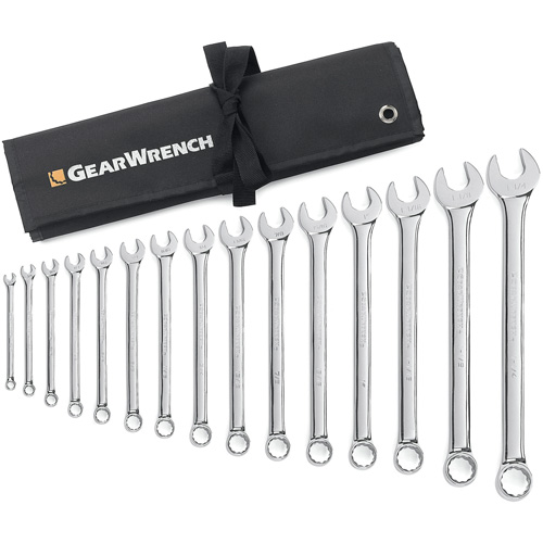 12-Point Long Pattern Wrench Set with Tool Roll, Combination, 15 Pieces, Imperial FMT Sales Ltd
