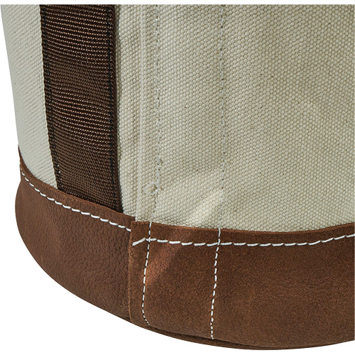 Leather-Bottom Bucket, 17" H, Canvas, White FMT Sales Ltd